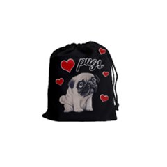 Love pugs Drawstring Pouches (Small) 