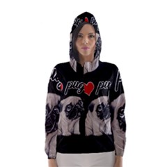 Love pugs Hooded Wind Breaker (Women)
