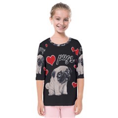 Love pugs Kids  Quarter Sleeve Raglan Tee