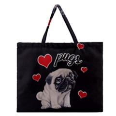 Love pugs Zipper Large Tote Bag