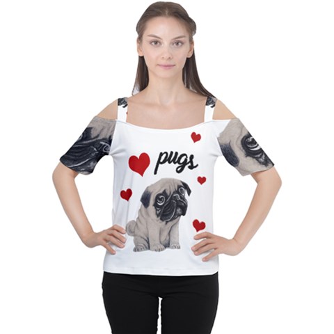 Love Pugs Women s Cutout Shoulder Tee by Valentinaart