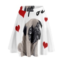 Love Pugs High Waist Skirt by Valentinaart