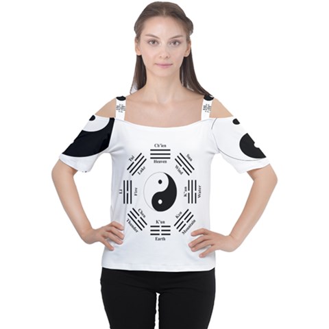 I Ching  Women s Cutout Shoulder Tee by Valentinaart