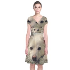Niko Puppy Face Short Sleeve Front Wrap Dress by NikoTheEskie