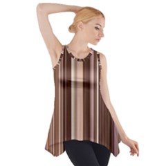 Brown Vertical Stripes Side Drop Tank Tunic