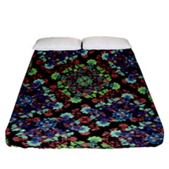 Colorful Floral Collage Pattern Fitted Sheet (queen Size) by dflcprints