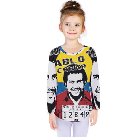 Pablo Escobar Kids  Long Sleeve Tee by Valentinaart