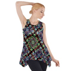 Colorful Floral Collage Pattern Side Drop Tank Tunic by dflcprintsclothing