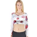 Hand Painted Summer Background  Long Sleeve Crop Top View1