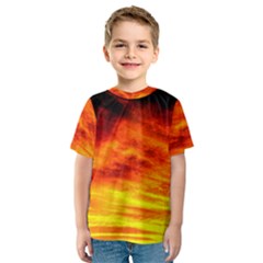 Black Yellow Red Sunset Kids  Sport Mesh Tee