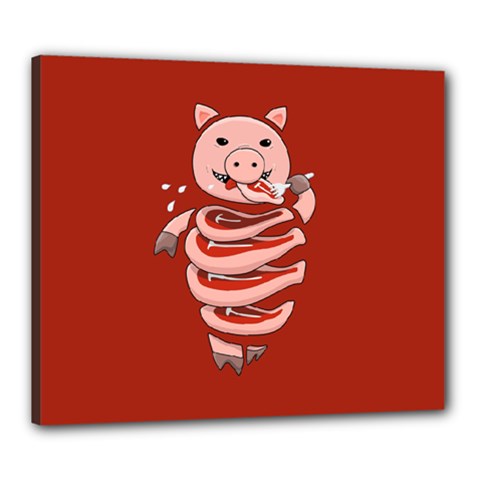 Red Stupid Self Eating Gluttonous Pig Canvas 24  X 20  by CreaturesStore