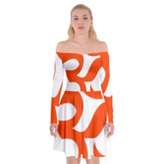Hindu Om Symbol (orange) Off Shoulder Skater Dress by abbeyz71