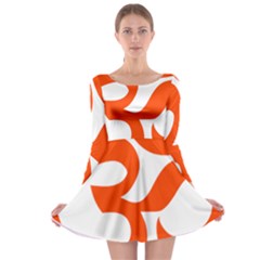 Hindu Om Symbol (orange) Long Sleeve Skater Dress by abbeyz71