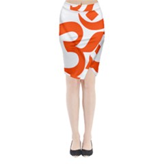 Hindu Om Symbol (orange) Midi Wrap Pencil Skirt by abbeyz71