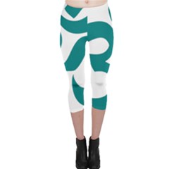 Hindu Om Symbol (teal) Capri Leggings  by abbeyz71