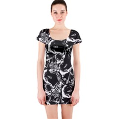 Skulls Pattern Short Sleeve Bodycon Dress by ValentinaDesign