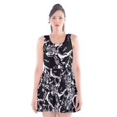 Skulls Pattern Scoop Neck Skater Dress