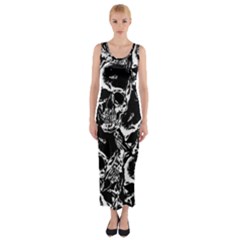Skulls Pattern Fitted Maxi Dress by ValentinaDesign
