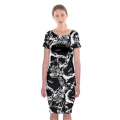 Skulls Pattern Classic Short Sleeve Midi Dress by ValentinaDesign