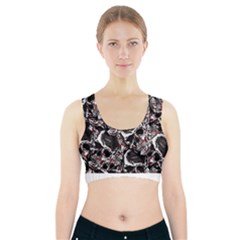 Skulls Pattern Sports Bra With Pocket by ValentinaDesign