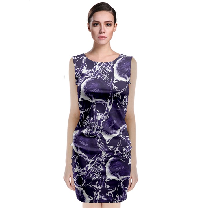 Skull pattern Classic Sleeveless Midi Dress