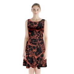 Skull Pattern Sleeveless Waist Tie Chiffon Dress by ValentinaDesign