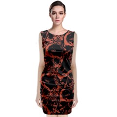 Skull Pattern Sleeveless Velvet Midi Dress by ValentinaDesign