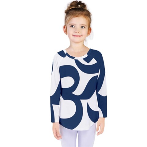 Hindu Om Symbol (dark Blue) Kids  Long Sleeve Tee by abbeyz71