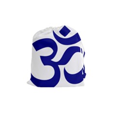 Om Symbol (navy Blue) Drawstring Pouches (medium)  by abbeyz71