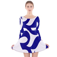 Om Symbol (navy Blue) Long Sleeve Velvet Skater Dress by abbeyz71