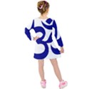 Om Symbol (Navy Blue) Kids  Long Sleeve Velvet Dress View2