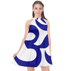 Om Symbol (navy Blue) Halter Neckline Chiffon Dress  by abbeyz71