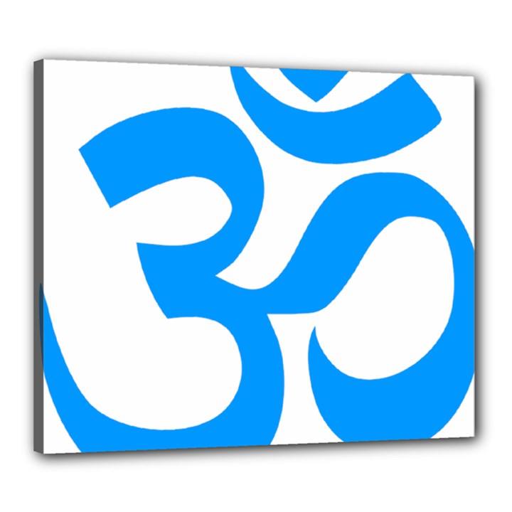 Hindu Om Symbol (Ocean Blue) Canvas 24  x 20 
