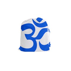 Hindu Om Symbol (blue) Drawstring Pouches (small)  by abbeyz71