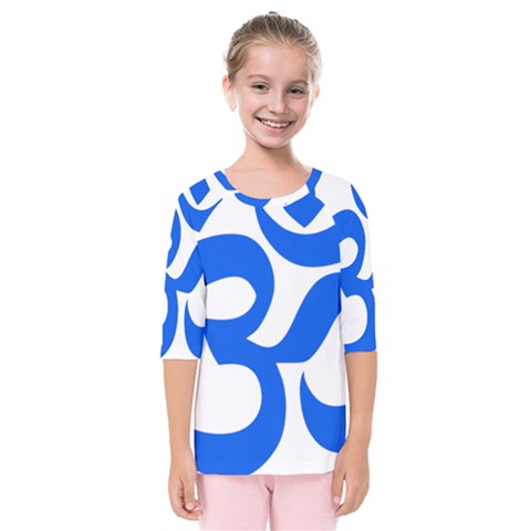 Hindu Om Symbol (blue) Kids  Quarter Sleeve Raglan Tee by abbeyz71