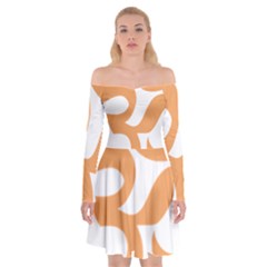 Hindu Om Symbol (sandy Brown) Off Shoulder Skater Dress by abbeyz71