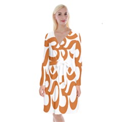 Hindu Om Symbol (chocolate Brown) Long Sleeve Velvet Front Wrap Dress by abbeyz71