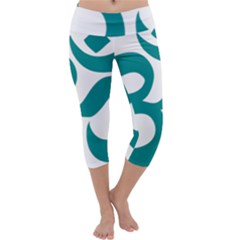 Hindu Om Symbol (dark Cyan) Capri Yoga Leggings by abbeyz71