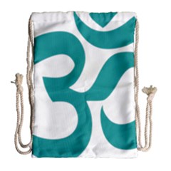 Hindu Om Symbol (dark Cyan) Drawstring Bag (large) by abbeyz71