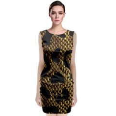 Metallic Snake Skin Pattern Classic Sleeveless Midi Dress