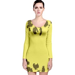 Banner Polkadot Yellow Grey Spot Long Sleeve Velvet Bodycon Dress by Mariart