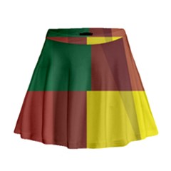 Albers Out Plaid Green Pink Yellow Red Line Mini Flare Skirt