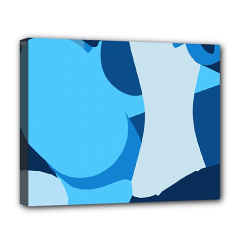 Blue Polka Deluxe Canvas 20  X 16   by Mariart