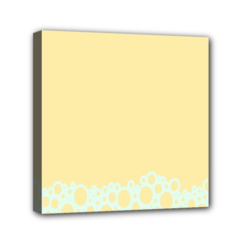 Bubbles Yellow Blue White Polka Mini Canvas 6  X 6  by Mariart