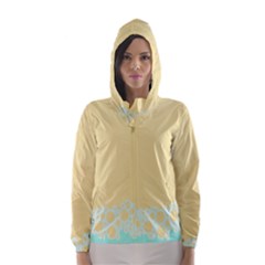 Bubbles Yellow Blue White Polka Hooded Wind Breaker (women)