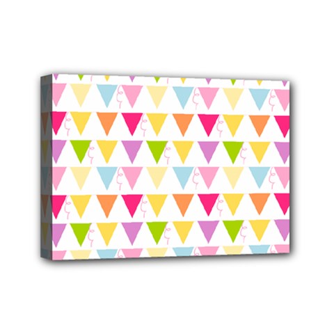 Bunting Triangle Color Rainbow Mini Canvas 7  X 5 