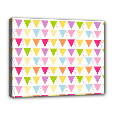 Bunting Triangle Color Rainbow Canvas 14  X 11 