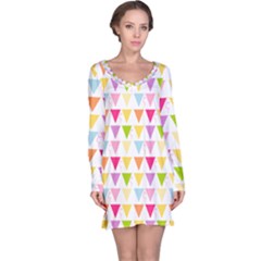 Bunting Triangle Color Rainbow Long Sleeve Nightdress by Mariart