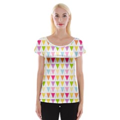 Bunting Triangle Color Rainbow Women s Cap Sleeve Top by Mariart