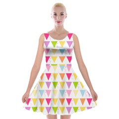 Bunting Triangle Color Rainbow Velvet Skater Dress